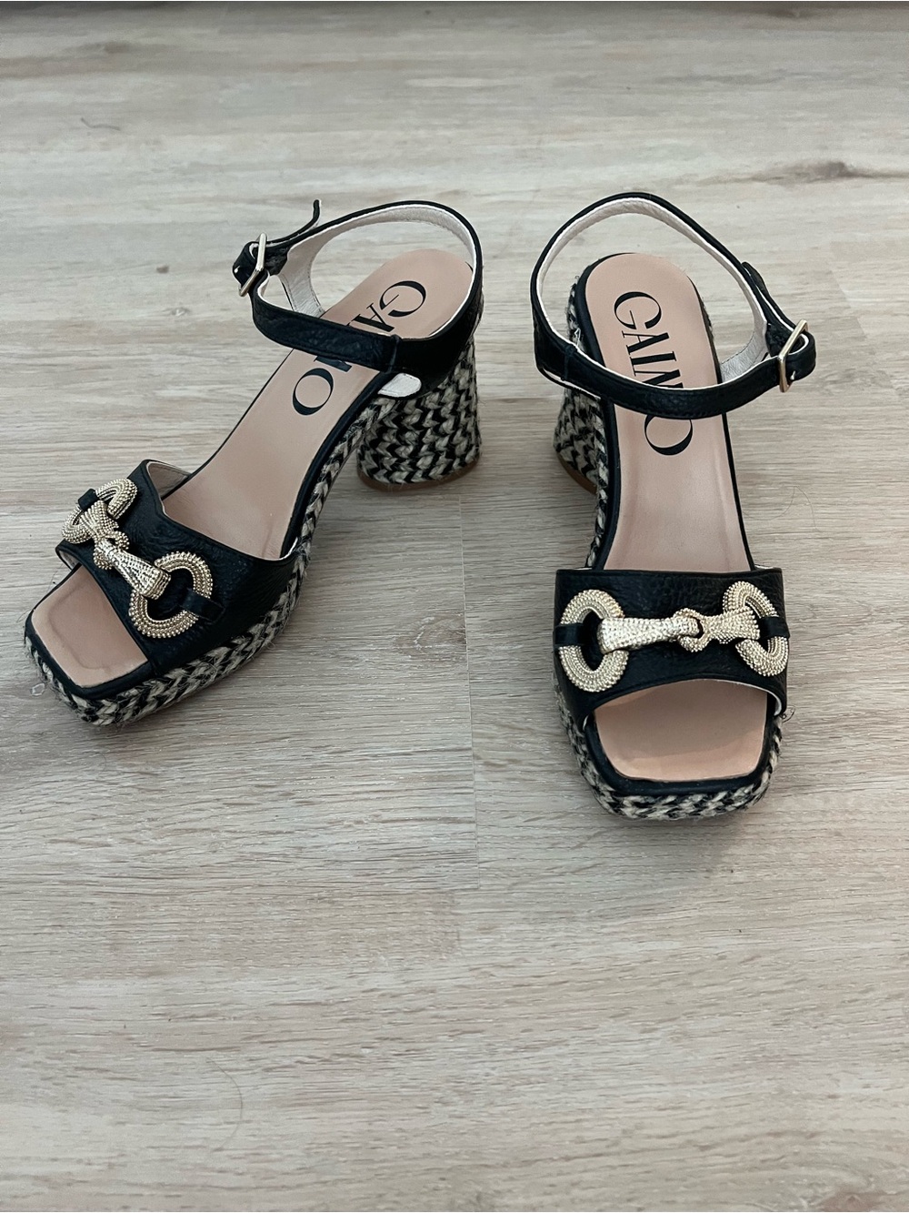 Platform Espadrille Sandal with Gold Buckle